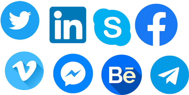 logos azules de redes sociales